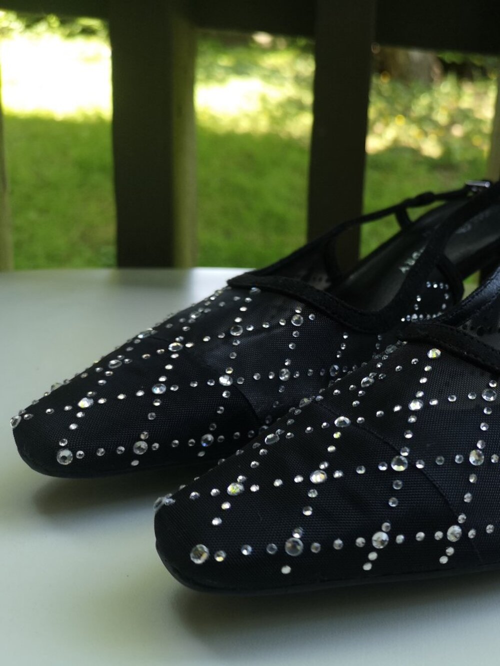 Black Chinese Laundry Mesh Rhinestones Pumps Shoes US 11 (10) - Picture 11 of 12